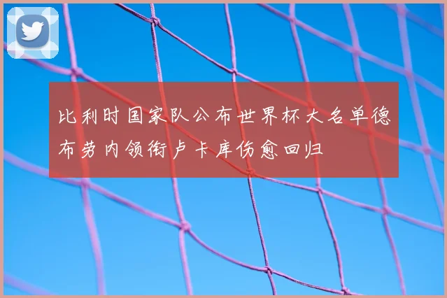 比利时国家队公布世界杯大名单德布劳内领衔卢卡库伤愈回归
